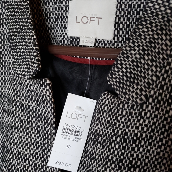 NWT Loft Stretch Cotton Tweed Blazer Size 12 - Picture 3 of 9